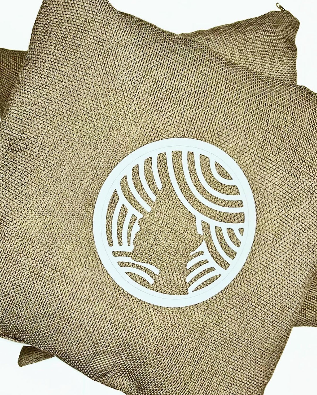 Brown Pillow with white leather