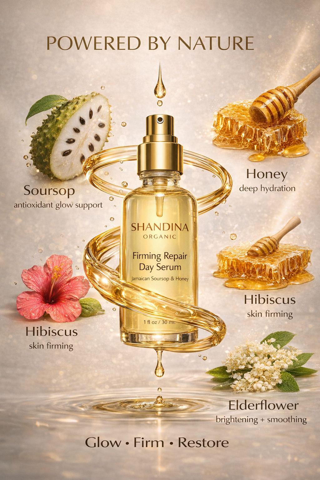 FIRMING REPAIR DAY SERUM with Vitamin C, Peptides &amp; Soursop